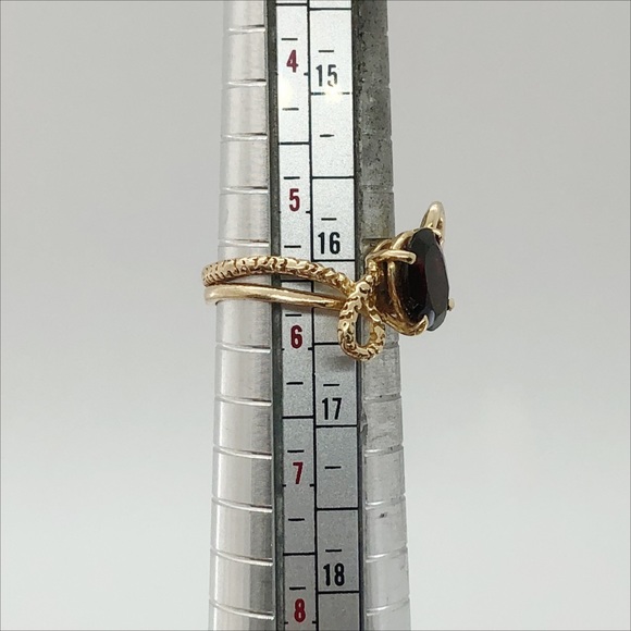 14k yellow gold garnet double band swirl ring size 5.5 3.7 g - Picture 11 of 11